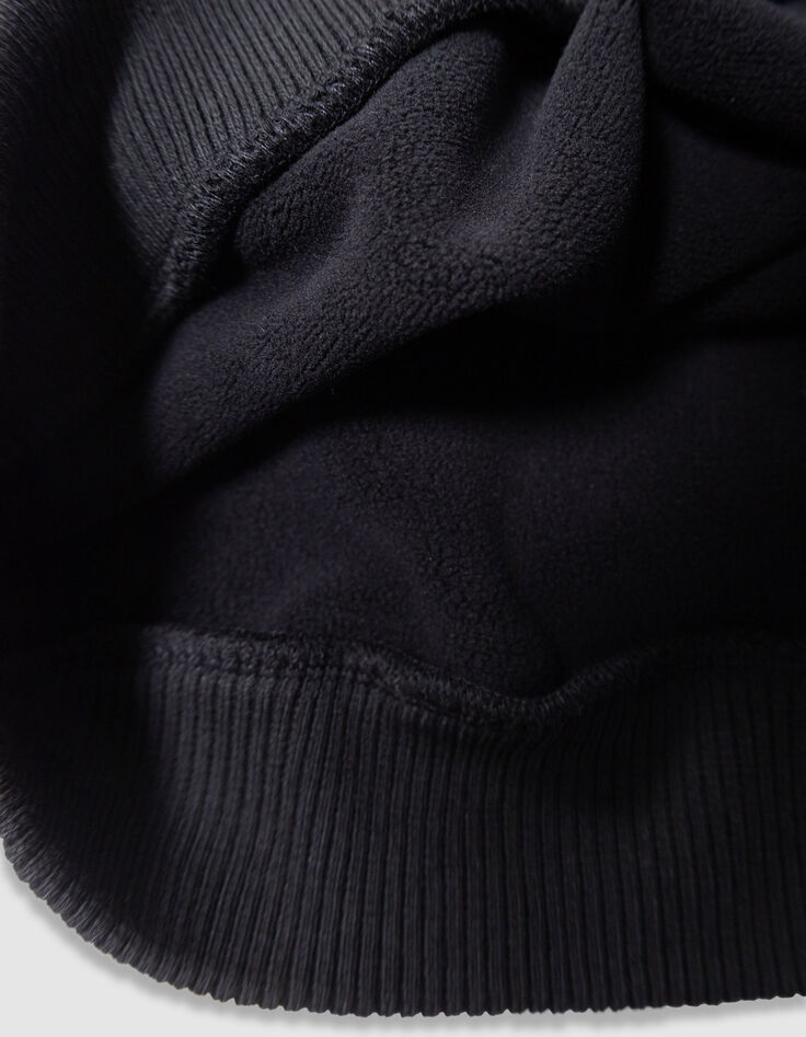 Boys’ black sweatshirt with embroidered corduroy slogan-7