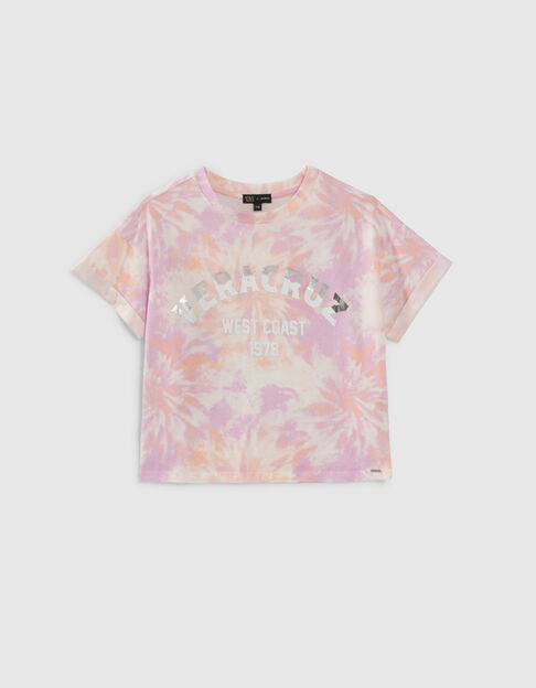 Girls’ blue tie-dye slogan T-shirt