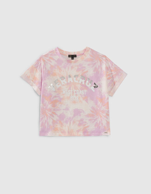 T-shirt blanc tie and dye et message fille