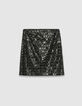 Jupe noire broderies sequins graphiques Femme-5
