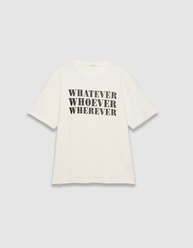 Tee-shirt blanc message paillettes noires Femme-6 Tee-shirt blanc message paillettes noires Femme-6