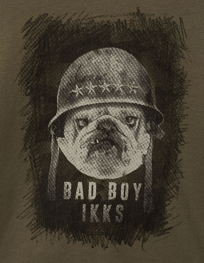 Tee-shirt kaki à imprimé bouledogue  garçon - IKKS
