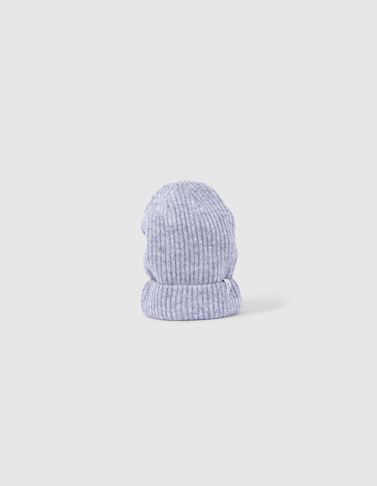 Girls’ medium grey marl rib knit beanie-5