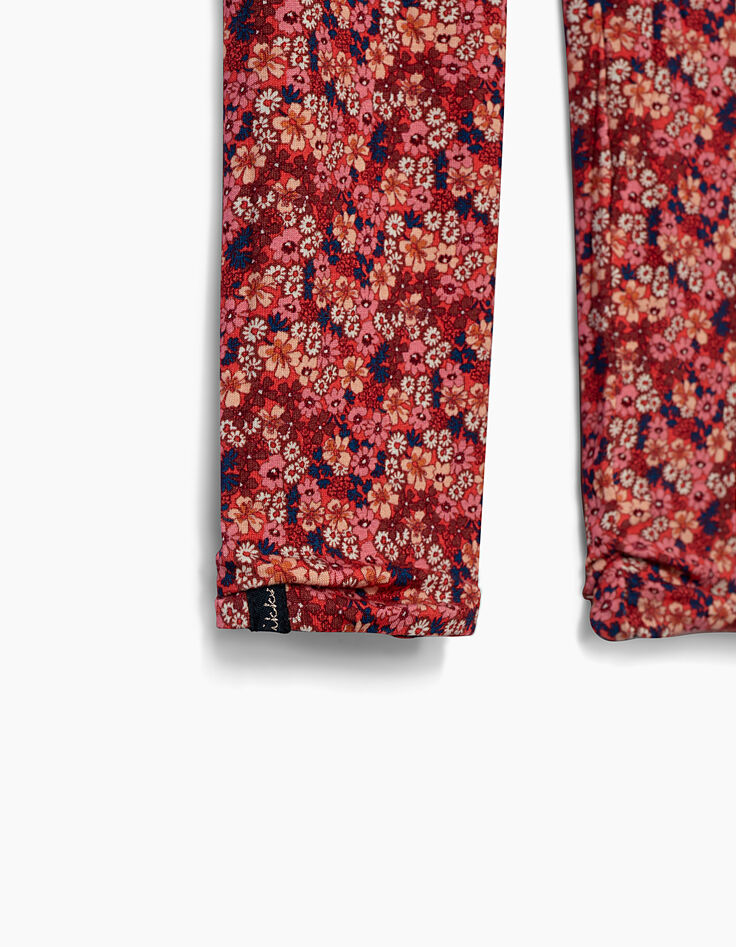 Leggings réversible orange imprimé et navy fille-7