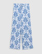 Dames LENZING™ ECOVERO™ blauwe broek met aardewerk print-4