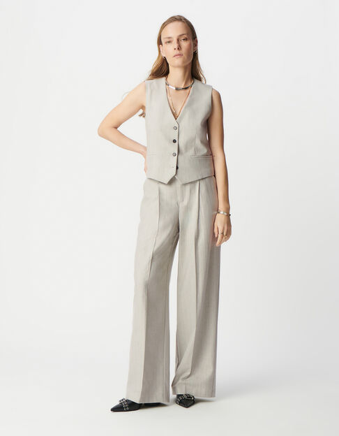 Women's grey lurex striped sleeveless suit vest - IKKS