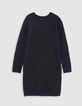 Schwarzes Damen Strick Maxikleid mit Nieten auf dem R&uuml;cken-5