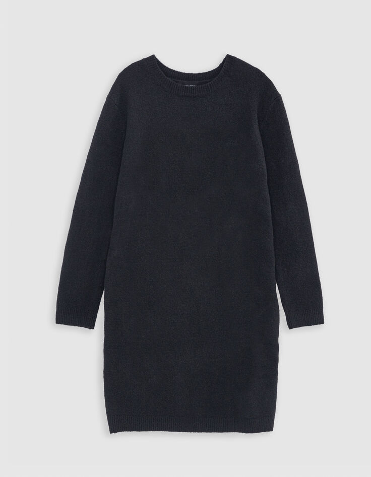 Schwarzes Damen Strick Maxikleid mit Nieten auf dem R&uuml;cken-5