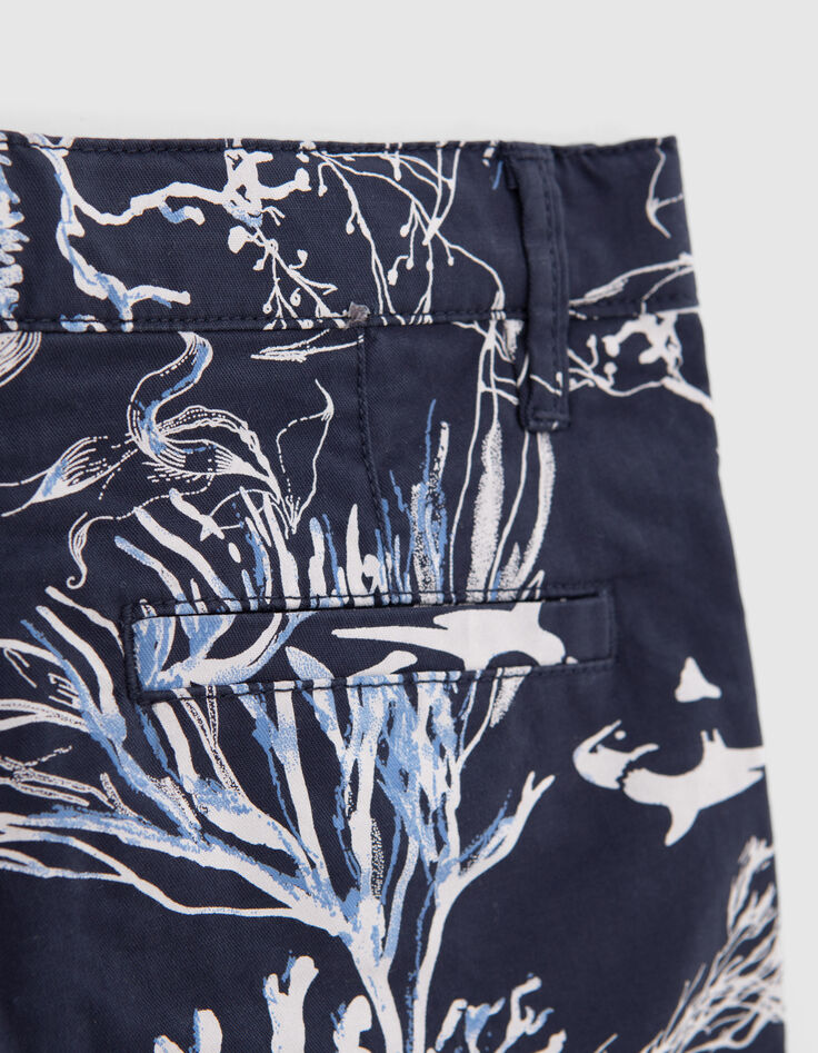Boys’ navy Bermuda shorts with coral and anchor print-5