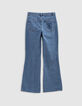 Jean FLARE bleu Waterless broderie poche dos fille-6