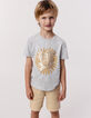 Camiseta gris algodón print y bordados lentejuelas niño-1