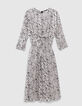 Gebroken witte midi-jurk, dierenprint Dames-6