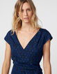 Robe drapée en voile imprimé wavy métallisé femme-5
