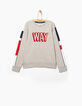 Sweat gris chiné moyen WAY velours rouge garçon -2