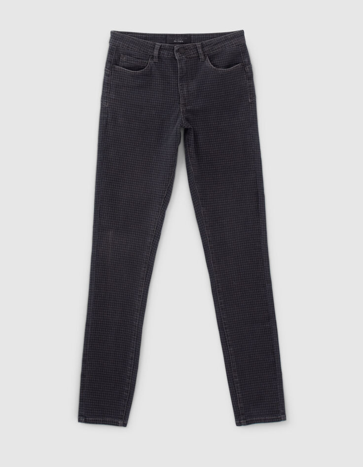 Women’s grey houndstooth motif slim jeans-5 Women’s grey houndstooth motif slim jeans-5