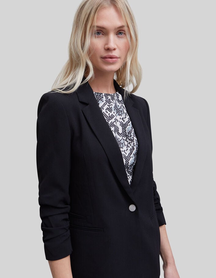 Women's black crepe suit jacket-4