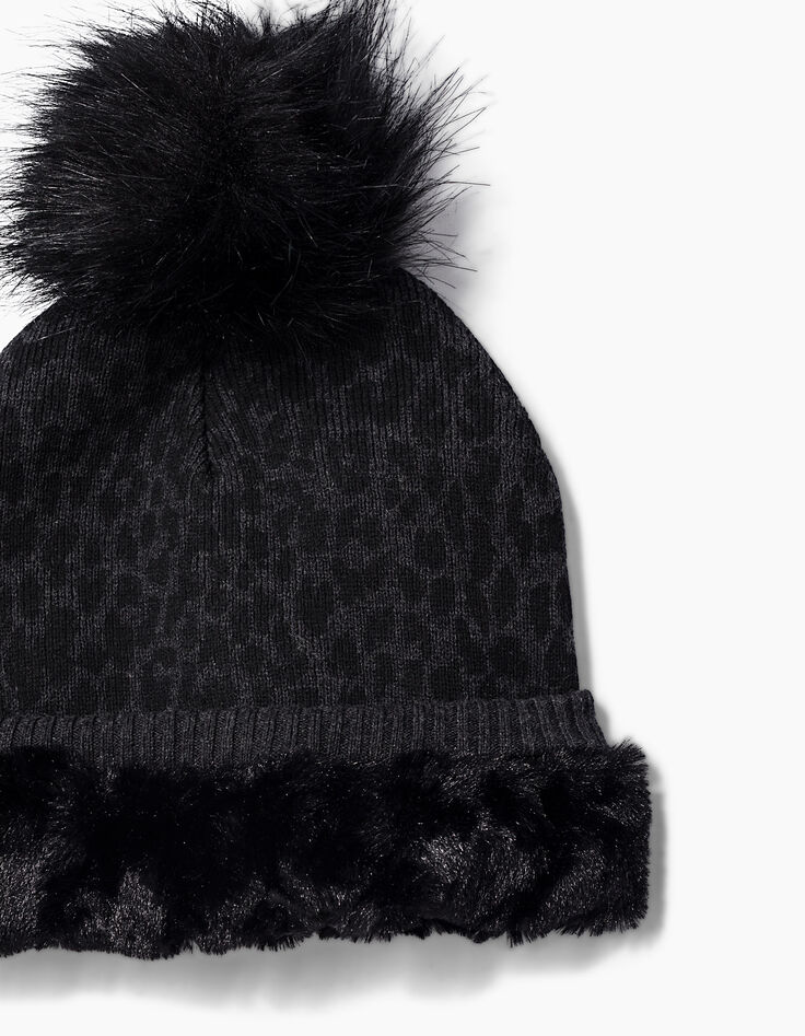 Girls' leopard beanie hat-2