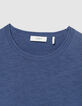 Men's blue organic cotton fine knit flamed sweater-5