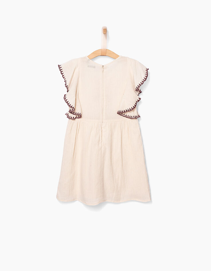 Vestido beige claro bordado niña-3