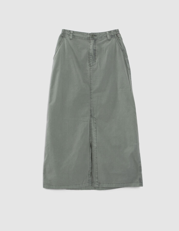 Langer, khaki Mädchenrock-1
