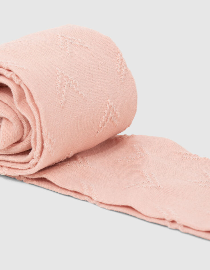 Collants roses tricot motifs chevrons fille-3