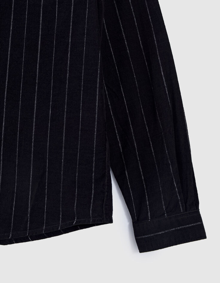 Men’s black striped organic velvet REGULAR shirt-4