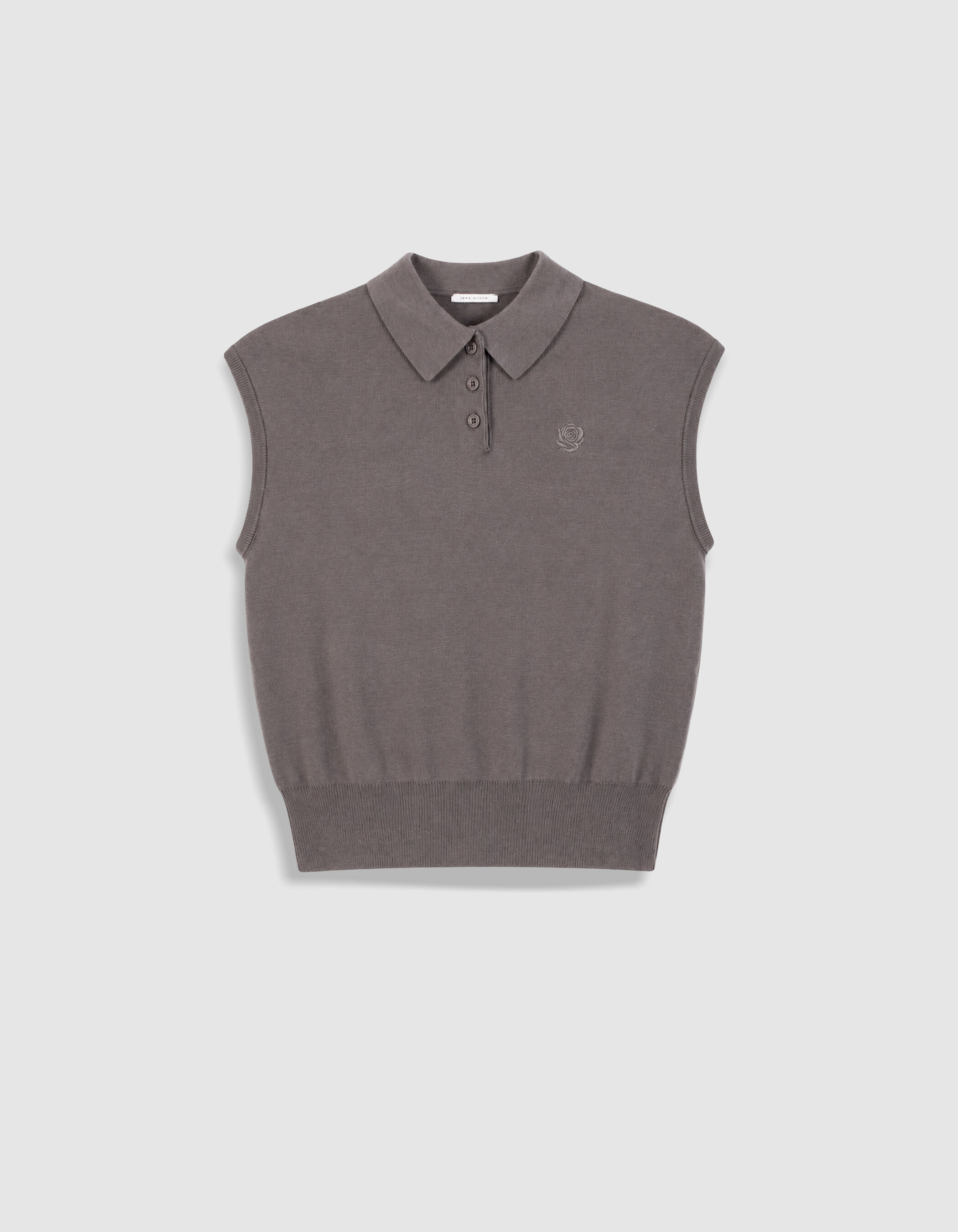 Women's Sleeveless Knit Polo Shirt with Embroidery IKKS