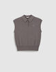Polo en maille sans manches &agrave; broderie femme-6