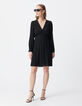 Schwarzes Kleid für Damen mit Falten und Knöpfen-1