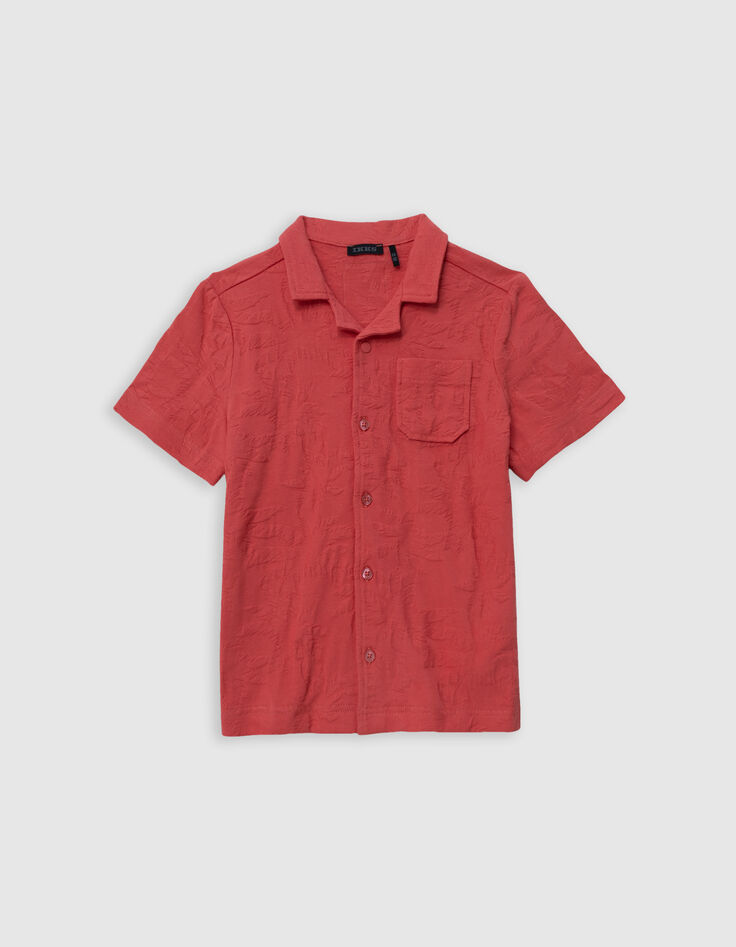 Rotes Jungenhemd mit Palmenjacquard-5