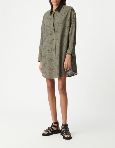 Vestido camisero caqui algod&oacute;n org&aacute;nico  Mujer - IKKS