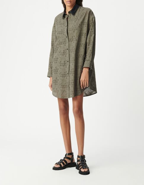 Vestido camisero caqui algod&oacute;n org&aacute;nico  Mujer - IKKS