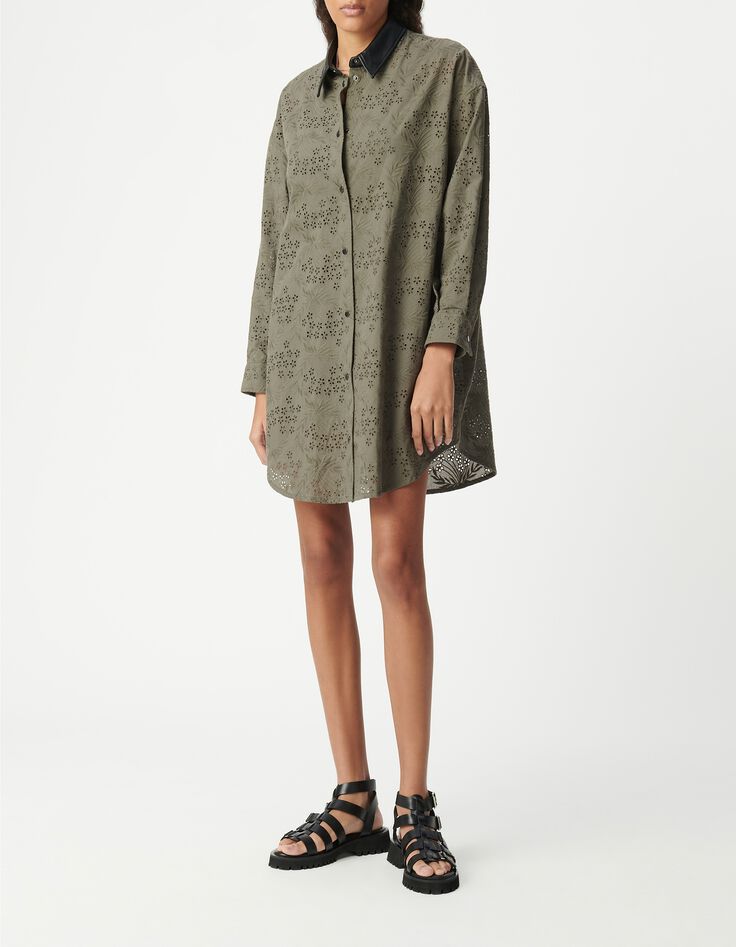 Vestido camisero caqui algod&oacute;n org&aacute;nico  Mujer-1