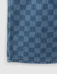 Bermuda relaxed en jean bleu motif damier garçon-5