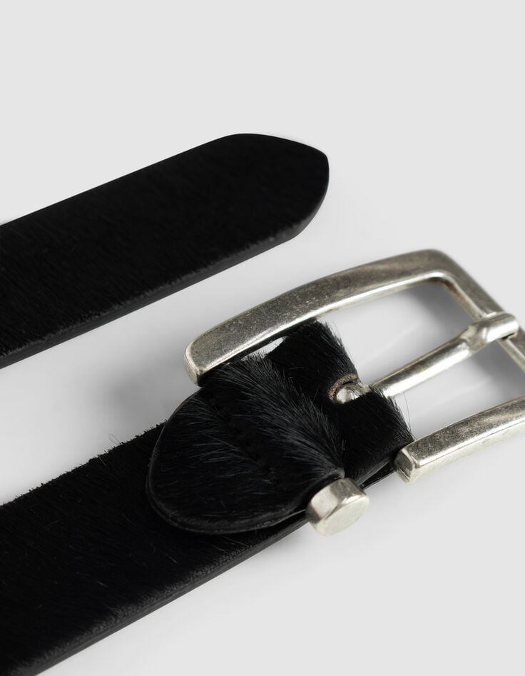Ceinture noire cuir effet poulain Femme-4 Ceinture noire cuir effet poulain Femme-4