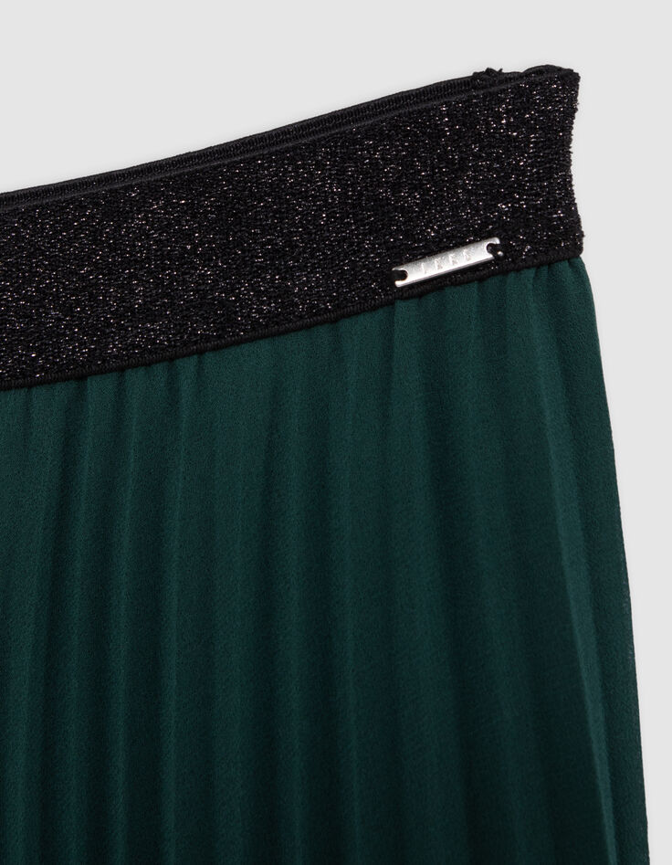 Falda larga plisada verde de niña-7