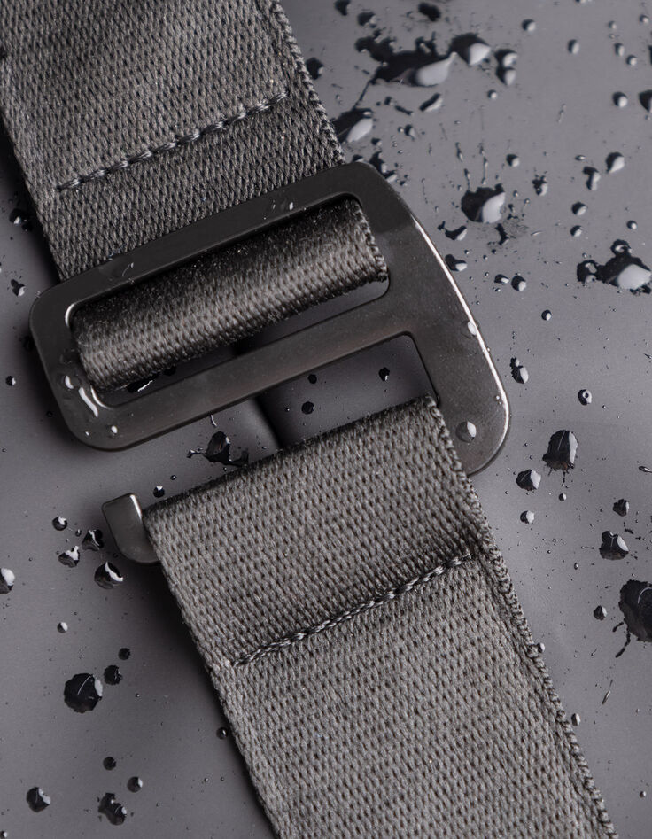 Men's weekend bag black nylon rubber effect-10