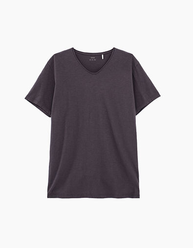 Anthrazitgraues Herren-T-Shirt L‘Essentiel mit V-Ausschnitt - IKKS