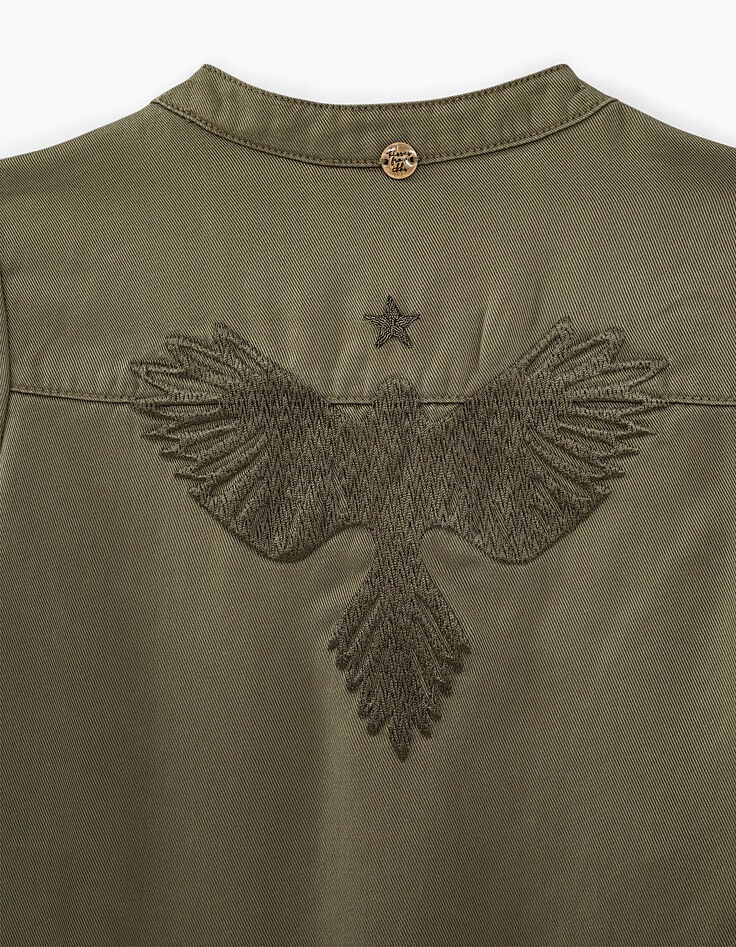 Vestido bronce con tachuelas y bordados detrás niña-6