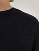Pull marine tricot relief Homme-4