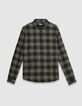 Camisa cuadros slim caqui y negro hombre-7