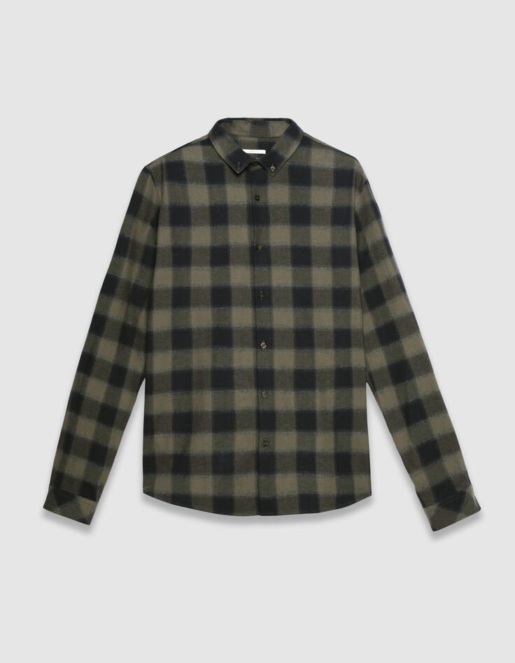 Camisa cuadros slim caqui y negro hombre-7