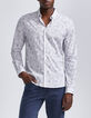 Men&rsquo;s white Liberty fabric SLIM shirt with blue flowers-1