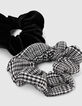 Girls' black houndstooth and red velvet scrunchies-3