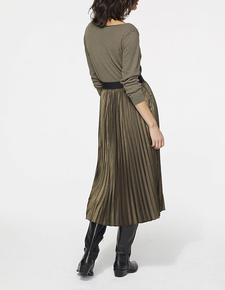 Midi-Damenplisseerock mit Metallic-Finish-3