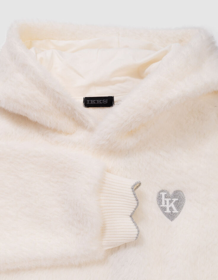 Zachte ecru hoodie badge hart meisjes-2