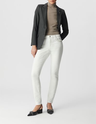 Powerstretch slim wei&szlig;e Jeans Damen Taschenschn&uuml;rung - IKKS