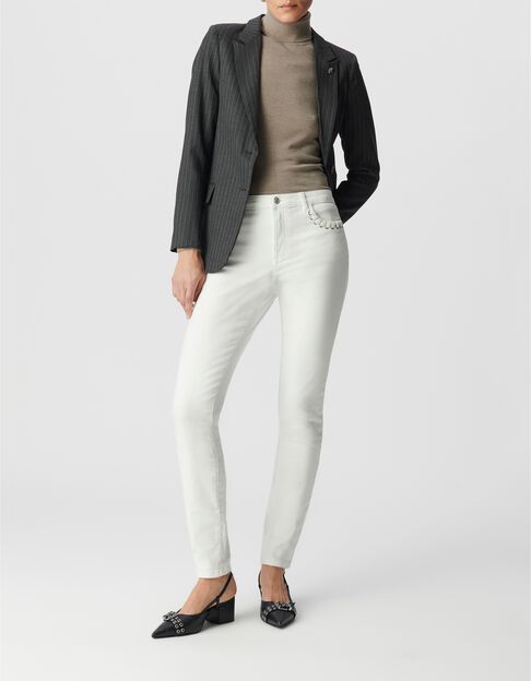 Powerstretch slim wei&szlig;e Jeans Damen Taschenschn&uuml;rung - IKKS