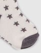 Baby girls’ violet and ecu socks with stars-3
