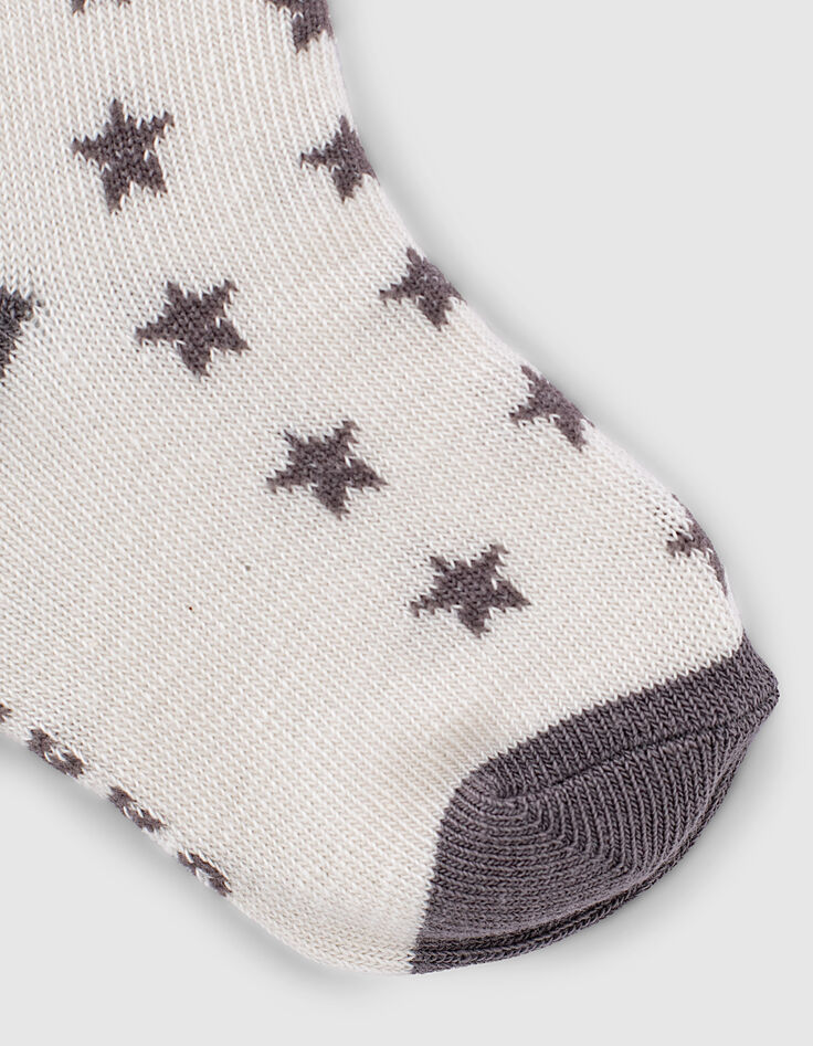 Baby girls’ violet and ecu socks with stars-3 Baby girls’ violet and ecu socks with stars-3
